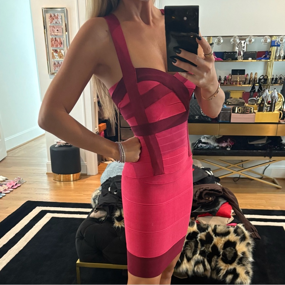 Herve Leger Vibrant Red Bandage Dress